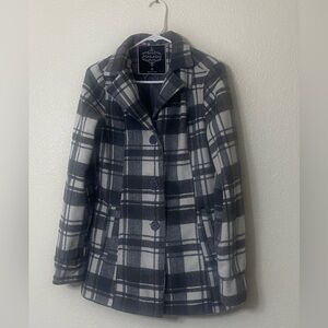 JOUJOU DOUBLE BREAST BLACK/WHITE PEACOAT MID LENTGH